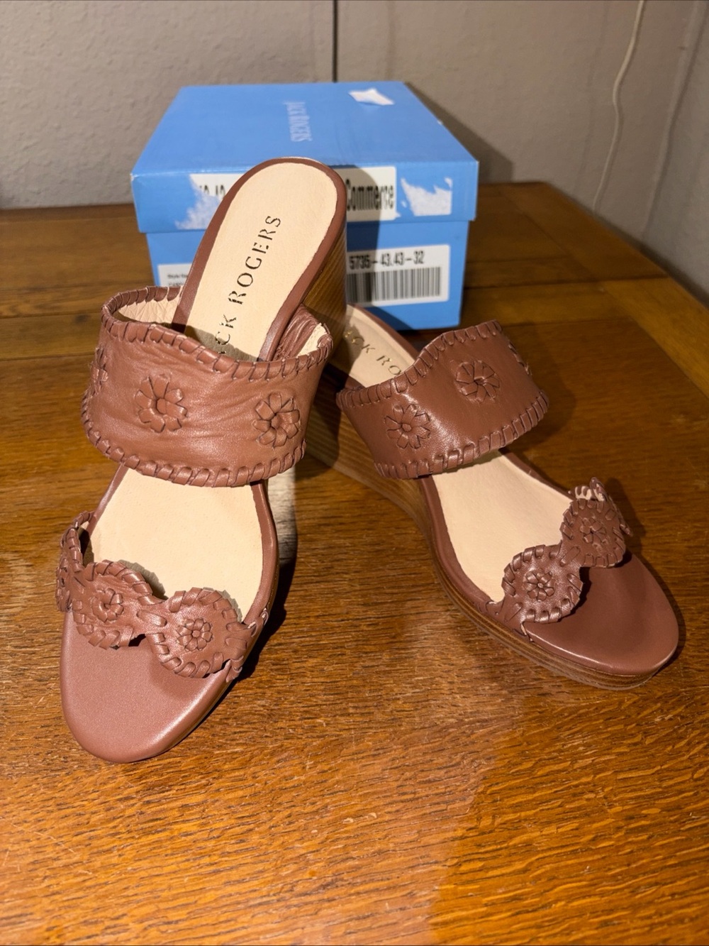 Jack Rogers Caroline Wedge Sandals Women's 8M Brown Mocha